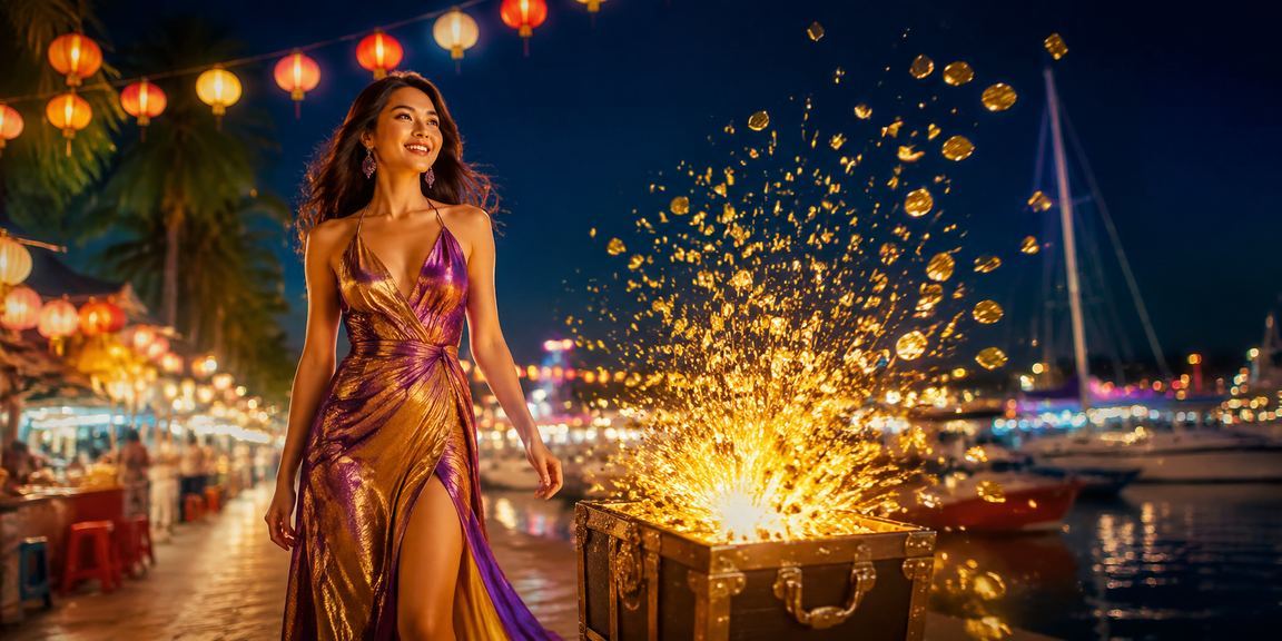 Người chơi tại chợ đêm Nha Trang kiểm tra tiền thưởng casino trên điện thoại